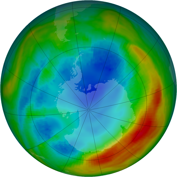 Antarctic ozone map for 11 August 1988